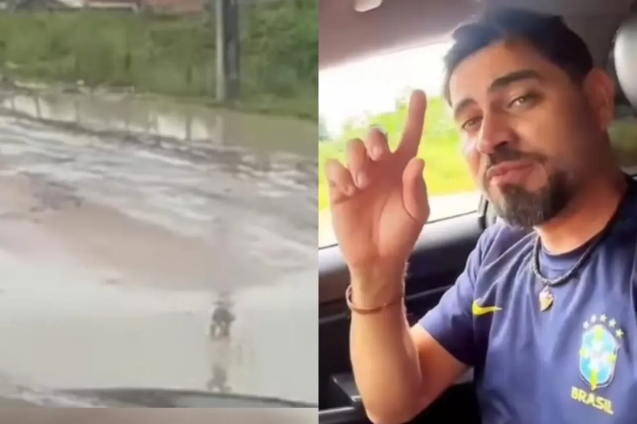 "Prefeita das festas, você não ganha nunca mais": poeta desabafa contra a gestão Nilda em rua sem pavimentação, tomada por buracos, lama e alagamentos